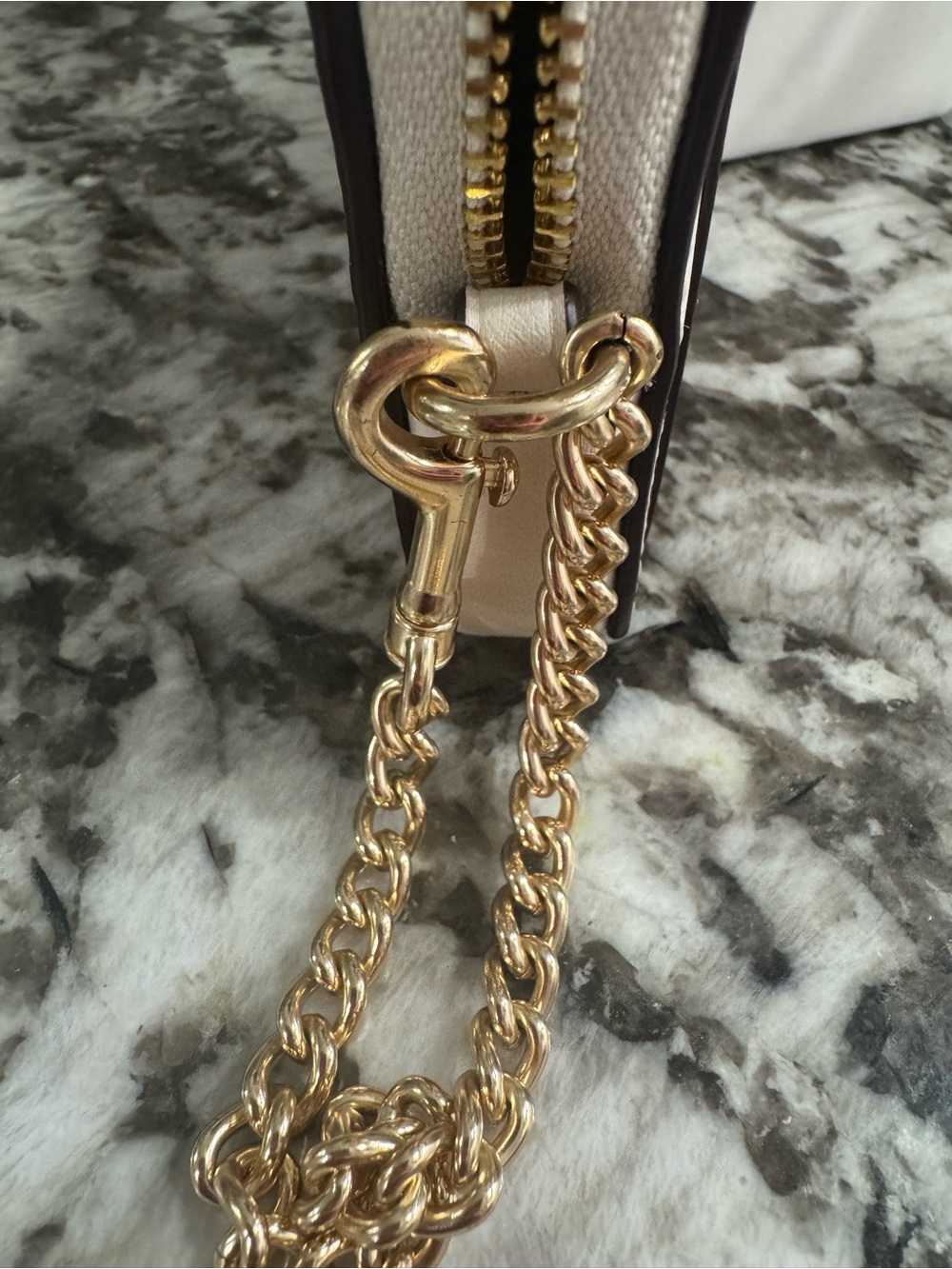 Coach Signature Zip Card Case in Tan and Chalk - Picture 11 of 11